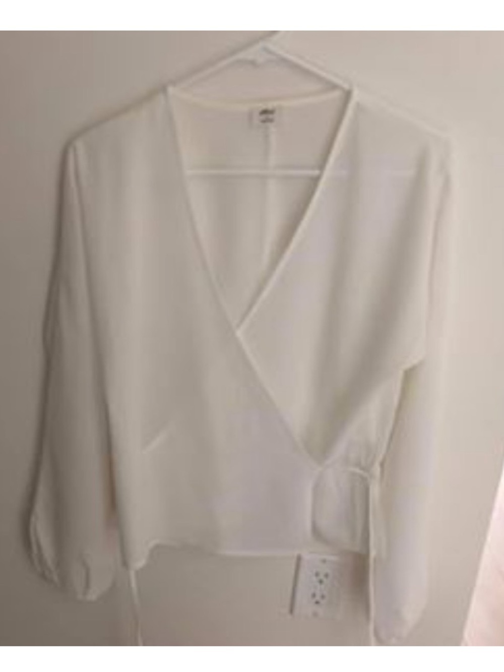 NWT Wilfred Lilia Blouse Semi Sheer White Wrap Style Side Tie Chiffon
